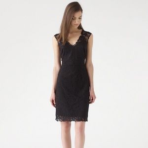 Jigsaw London Black Lace Appliqué Shift Dress - US 6